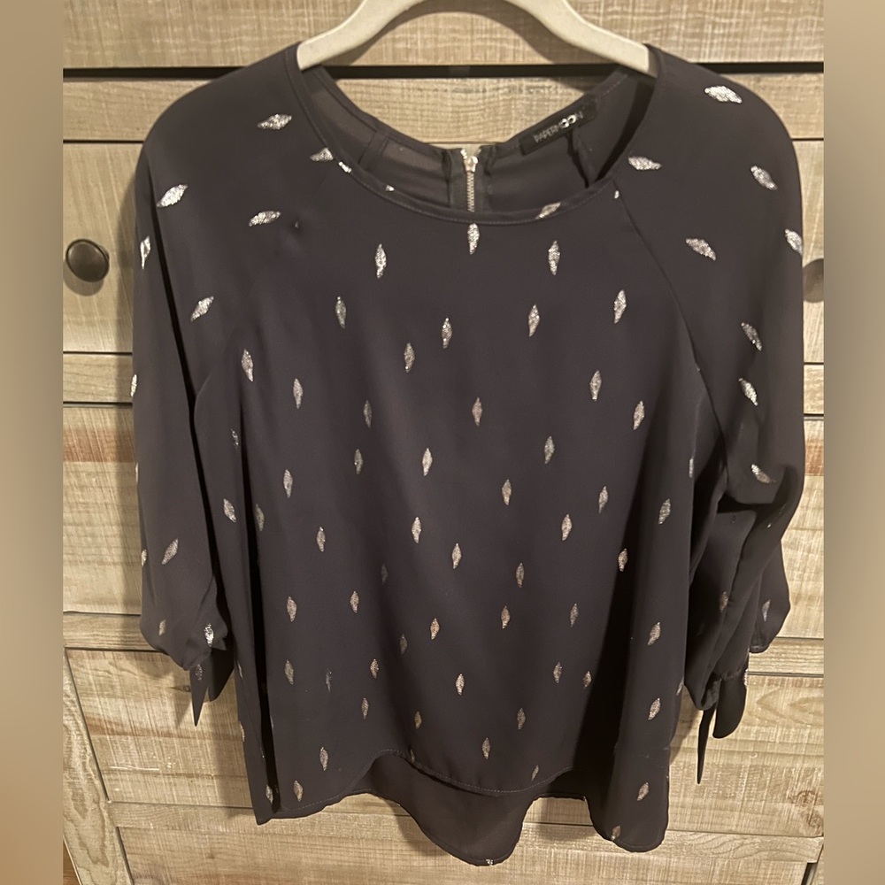 Dark grey/silver feathers office blouse